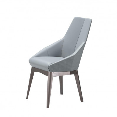 Luxus Lehnstuhl Stühle Design Esszimmer Edelstahl Grau Lederstuhl Edler Möbel