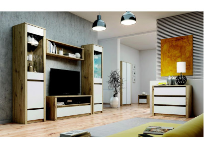 Design Wohnzimmer Set Vitrine 2x Kommode Wohnwand Wandregal Regal Schränke 4tlg.
