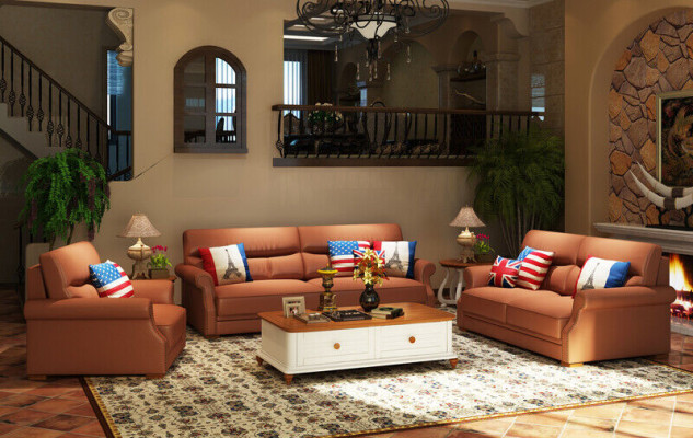 Ledersofa Couch Wohnlandschaft 3+2 Sitzer Garnitur Modern Sofa Garnituren