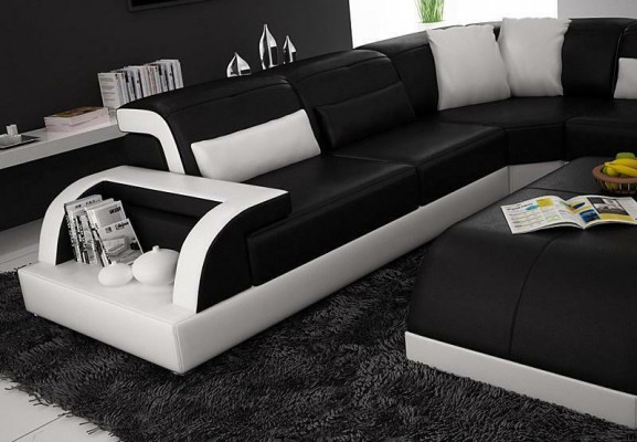 Wohnlandschaft Extra Luxus Klasse Ecksofa Couch - Eckgarnituren Ledersofa