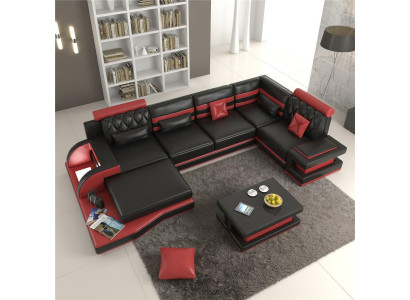 Ecksofa Ledersofa Big xxl U Form Wohnlandschaft Sofa Couch Garnitur