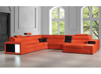 Ecksofa Ledersofa Big xxl U Form Wohnlandschaft Sofa Deko Couch Garnitur