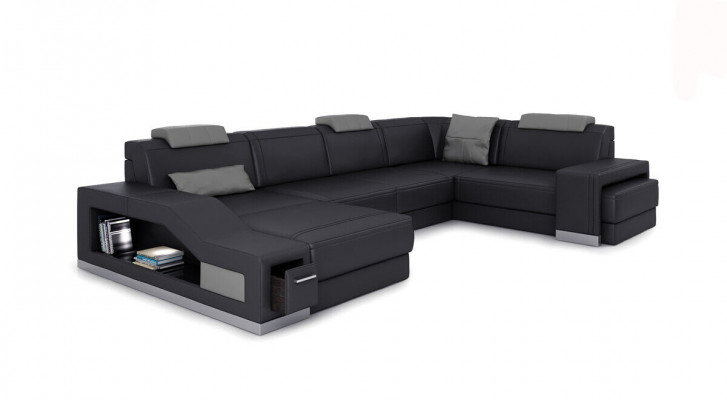 Wohnlandschaft Ecksofa U-form Eckcouch LED Beleuchtet Sofa Couch
