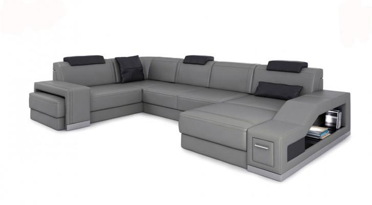Wohnlandschaft Ecksofa U-form Eckcouch LED Beleuchtet Sofa Couch