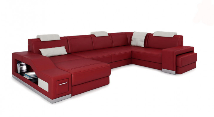 Wohnlandschaft Ecksofa U-form Eckcouch LED Beleuchtet Sofa Couch