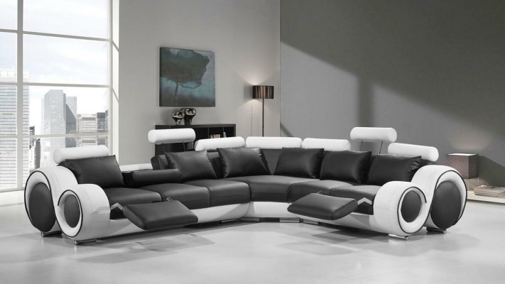 Designer Sofa Garnitur Wohnlandschaft Couch Ecksofa Leder Textil Polster