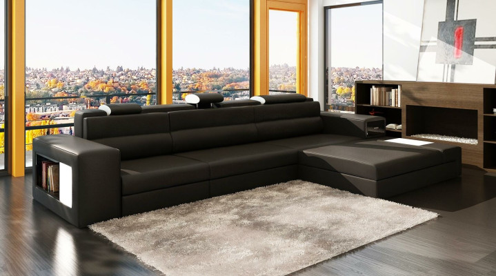 Ecksofa Ledersofa Wohnlandschaft L Form Sofa Deko Couch Polster Sitz Ecke