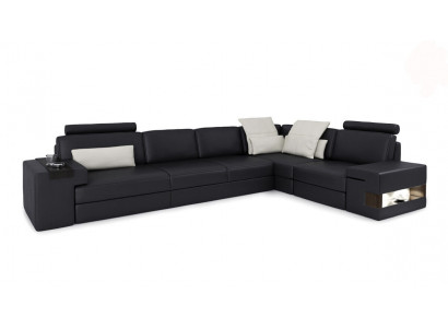 Ledersofa Sofa Modernes Polster Leder Design Ecksofa Couch Textil