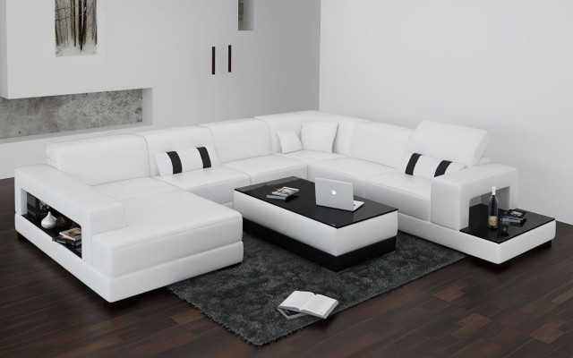 Ecksofa Sofa Couch Polster Deko Wohnlandschaft Leder Eck Sofas Garnitur