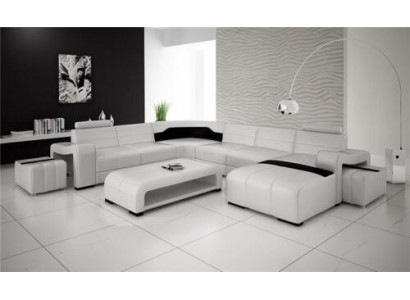 Wohnlandschaft Couch Polster Sitz Garnitur Ecksofa Big Couchen + 2 Hocker