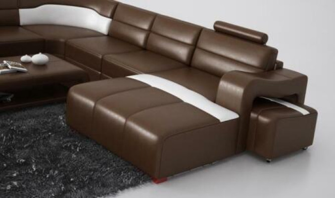 Wohnlandschaft Couch Polster Sitz Garnitur Ecksofa Big Couchen + 2 Hocker
