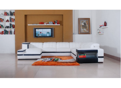 Designer Sofa Couch Ecksofa mit Hocker Garnitur Wohnlandschaft Polster