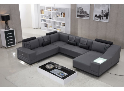 Ecksofa Ledersofa Big xxl U Form Wohnlandschaft Deko Sofa Couch Garnitur