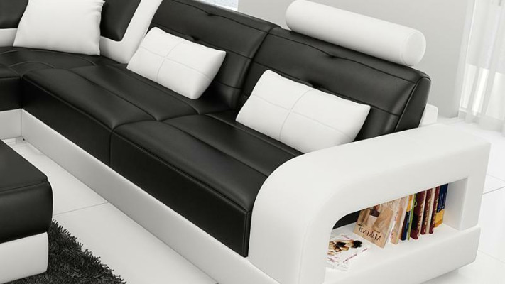Ledersofa Ecksofa + Couchtisch Garnitur Polster LForm Sofa Design