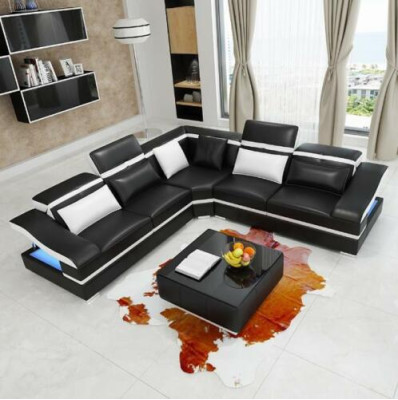 Ecksofa LForm Couchtisch Ecke Leder Garnitur Tisch Wohnlandschaft 2tlg