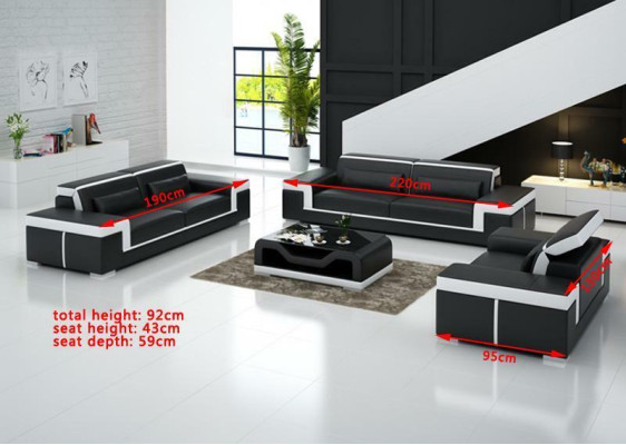Ledersofa Couch Wohnlandschaft 3+2+1 Sitz Garnitur Design Modern Sofa