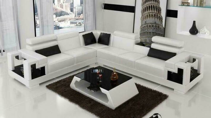 Designer Sofa Couch Ecksofa Leder Wohnlandschaft Textil Polster Garnitur
