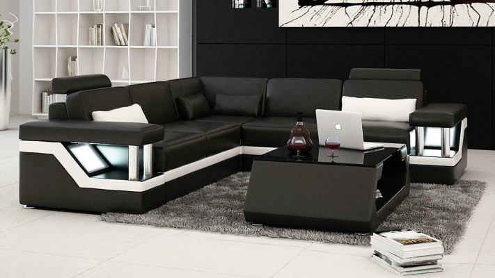 Eckgarnituren Leder Sofa Polster Sitzecke Designer Polsterecke Couch