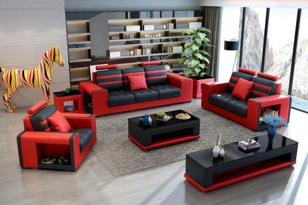 Sofagarnitur 321 Sitzer Tisch Hocker Couchtisch Sideboard Garnitur Moderne 5tlg.