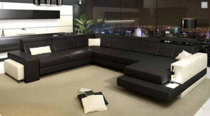 Designer Garnitur Eckgarnitur Wohnlandschaft U-Form Couch Ecksofa Polster