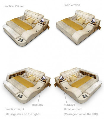 Luxus Funktions Bett mit Tresor Laptop Ablage Doppel Ehe Betten xxl Hotel Leder