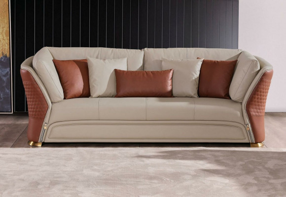 Wohnlandschaft Sofas Couch Polster Sofa 3 Sitzer Garnitur Ledersofa Modern Neu
