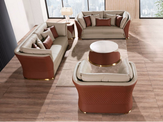 Wohnlandschaft Sofas Couch Polster Sofa 3 Sitzer Garnitur Ledersofa Modern Neu