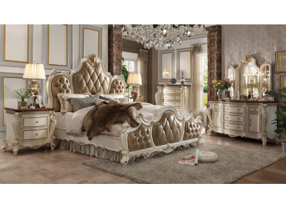 Klassisches Bett Doppelbett Design Bett 2x Nachttische Holz Betten Neu