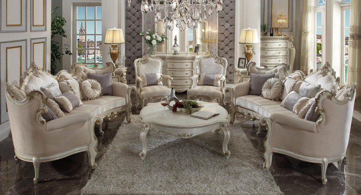 Halbrunde Viersitzer Wohnzimmer Couch Textil Barock Rokoko Luxus Sofa