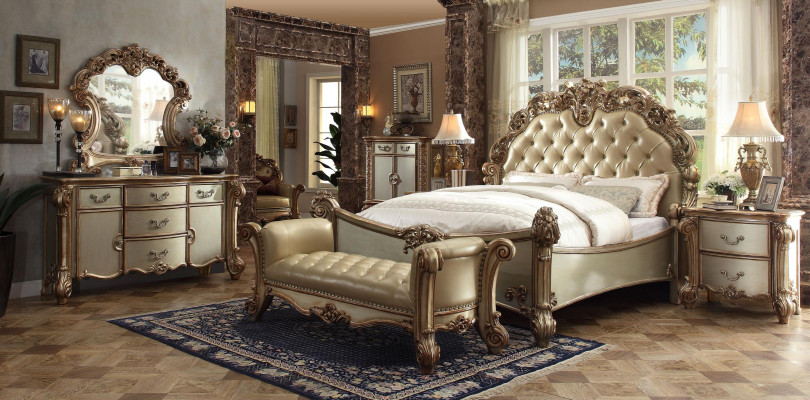 Klassisches Bett Barock Chesterfield Rokoko Stil Doppel Leder Hotel Antik