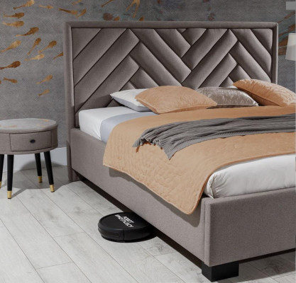 Polster Bett Möbel Schlafzimmer Betten Taupe Braun 200x200cm Samt