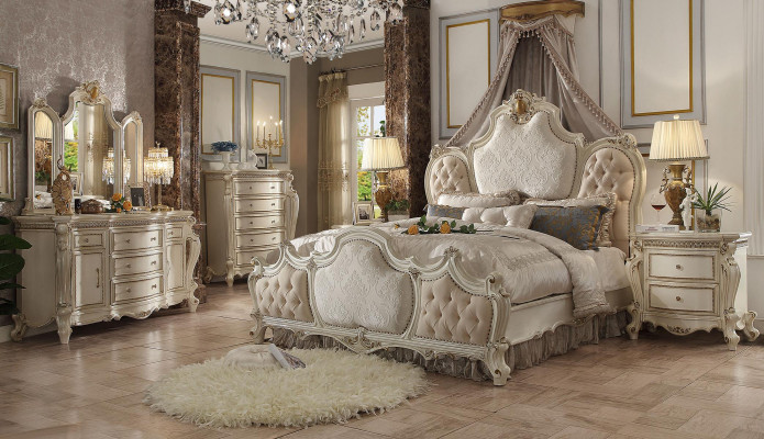 Klassisches Bett Barock Chesterfield Rokoko Hotel Stil Doppel Leder Antik