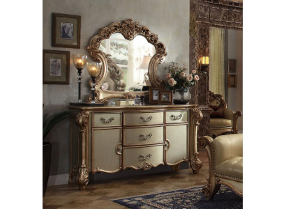 Buffet Anrichte Kommode Spiegel Echte Handarbeit Holz Klassisch Barock Rokoko