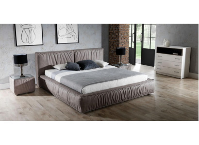 Bett Braun Schlafzimmer Holz Möbel Textil Klassische Art déco Stil
