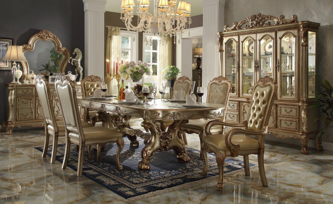 Klassischer Esstisch Luxus Chesterfield Stühle Designe Esszimmergarnitur 9tlg.