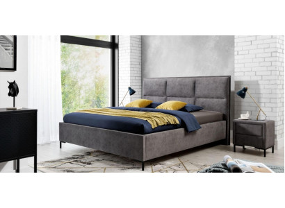 Bett Grau Schlafzimmer Holz Möbel Textil Klassische Art déco Stil