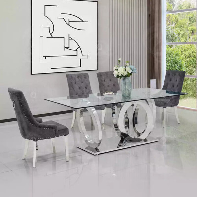 Moderner Designer Esszimmer Esstisch Küchentisch Glasplatte Stil Möbel