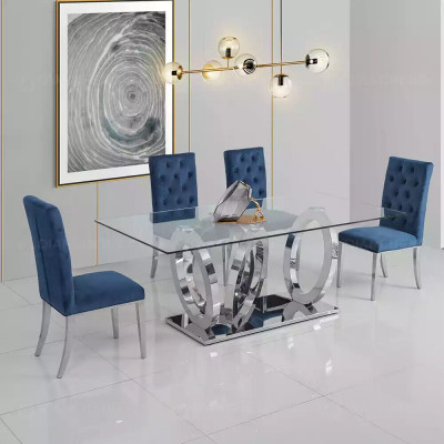 Moderner Designer Esszimmer Esstisch Küchentisch Glasplatte Stil Möbel