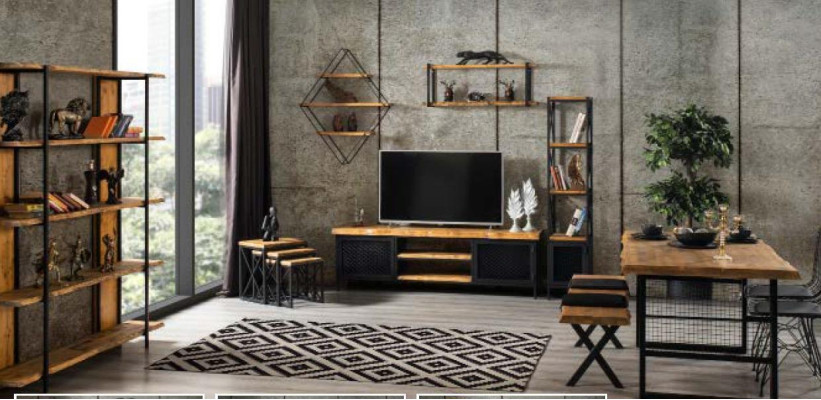 Pionierzeit Möbel Schrank Sideboard Holz rtv Lowboard Regal 3tlg. Set
