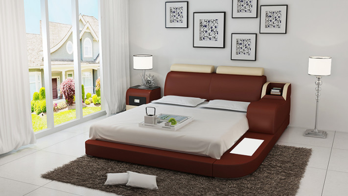 Bett Design Luxus Luxus Betten Leder Modernes Schlafzimmer 140/160/180 LB8813