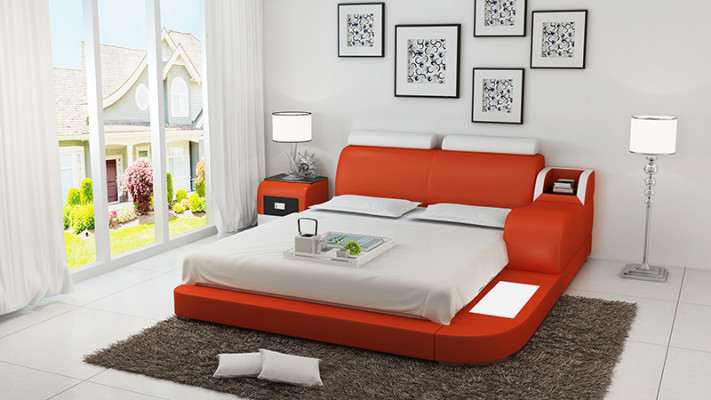 Bett Design Luxus Luxus Betten Leder Modernes Schlafzimmer 140/160/180 LB8813