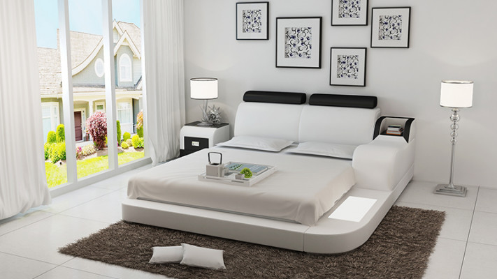 Bett Design Luxus Luxus Betten Leder Modernes Schlafzimmer 140/160/180 LB8813