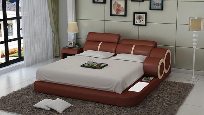 Polster Design Luxus Bett Betten Leder Schlafzimmer 140/160/180 LB8816
