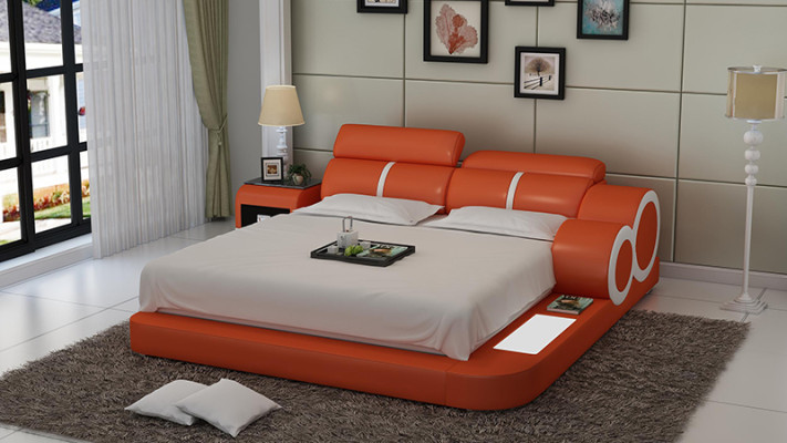 Polster Design Luxus Bett Betten Leder Schlafzimmer 140/160/180 LB8816