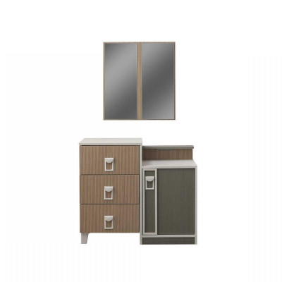 Schlafzimmer Kommode Garnitur mit Spiegel Holz Braun Set Konsolentisch