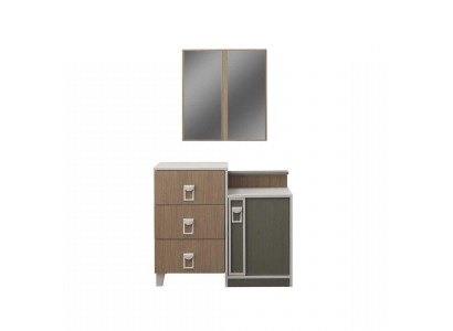 Schlafzimmer Kommode Garnitur mit Spiegel Holz Braun Set Konsolentisch