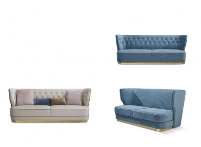 Design Luxus Couch 4 Sitzer Polster Sofa - Italienische Stil Wohnzimmer Möbel