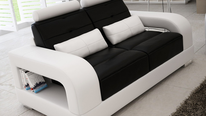Ledersofa Couchgarnituren Sitz Polster Sofa Chouch Garnitur 3+2+1 Leder Stoff