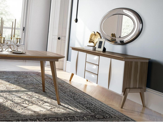 Essgruppe Design Esszimmer Möbel Weiß Luxus Set Esstisch 4x Stühle Sideboard