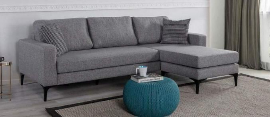Wohnzimmer Set L-Form Grauer Sofa Polstermöbel Designe Couch Ecksofa